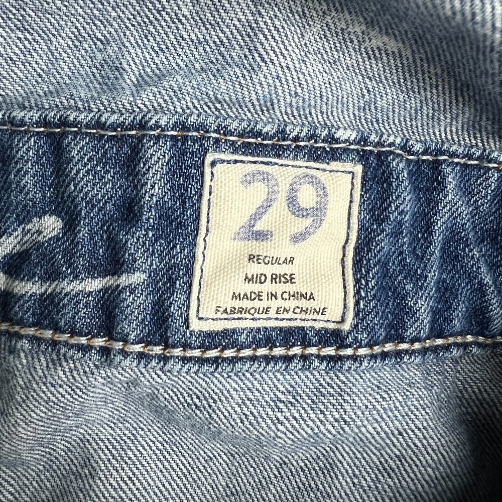 We The Free People Overalls Womens 29 Blue Flare Leg Mid Rise Denim Classic Bibs - Picture 13 of 14
